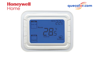 Termostato Honeywell Digital Halo Para Fan And Coil Agua Helada 220V, Colocacion Horizontal, Pantalla Azul, Modelo: T6861H2WB